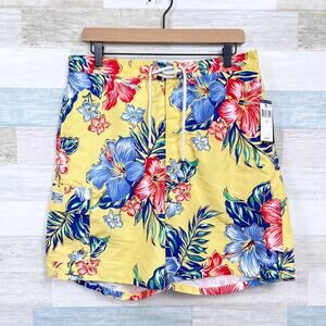 POLO Ralph Lauren Tropical Floral Swim Trunks Yellow 7.5 Inch Inseam Mens Large